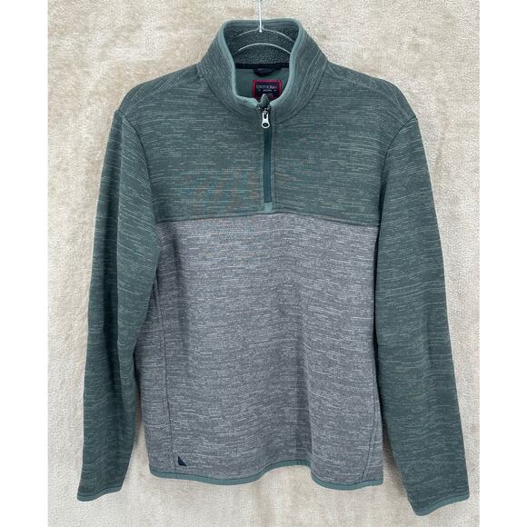 UNTUCKit‎ Sweater Mens Medium Gray Green Neyers 1/4 Zip Fleece Pullover Outdoors - Picture 1 of 7